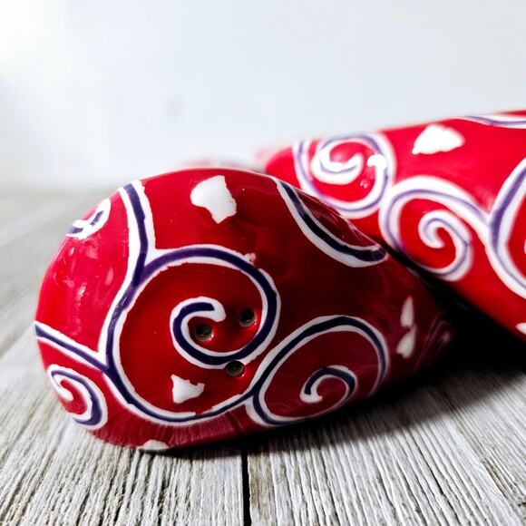 2-Piece Red Heart Shaped Salt and Pepper Shaker Set by Bella Casa by Ganz with - Picture 9 of 16